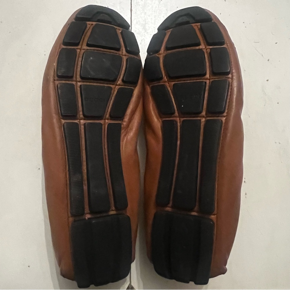 Gucci Driving Horsebit AccentToggle Brown Leather Ballet Shoes Size 38 - Picture 11 of 13